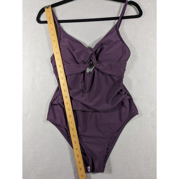 NWT Cupshe Swim Suit Women's Small Purple One Piece Ruched Adjustable Strap - Picture 5 of 12